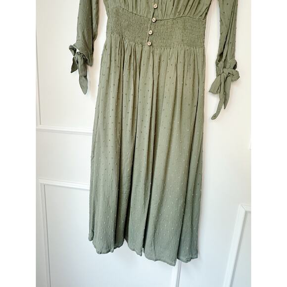 Reborn J Green Swiss Dot Midi Dress Size S - Picture 9 of 10